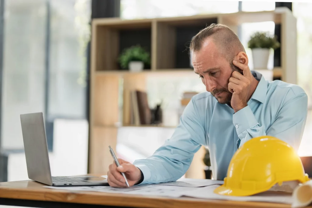 Mann, arbeitend am Schreibtisch